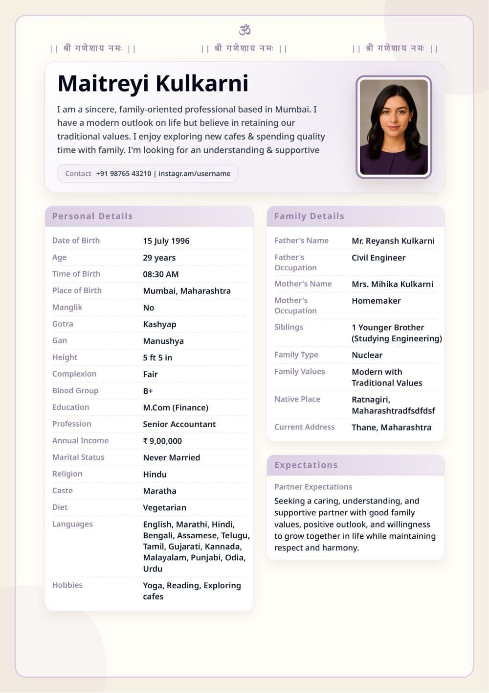 Signature Marriage Biodata